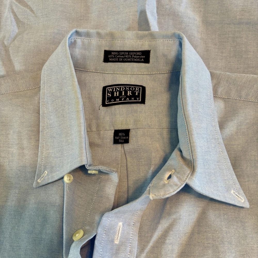 Windsor Shirt Co. Oxford Dress Shirt Short Sleeve Button‎ Down Light Blue 16 1/2 - Picture 10 of 10